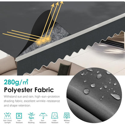 YODOLLA 13'x10' Single Side Free Standing Retractable Awning, Dark Gray
