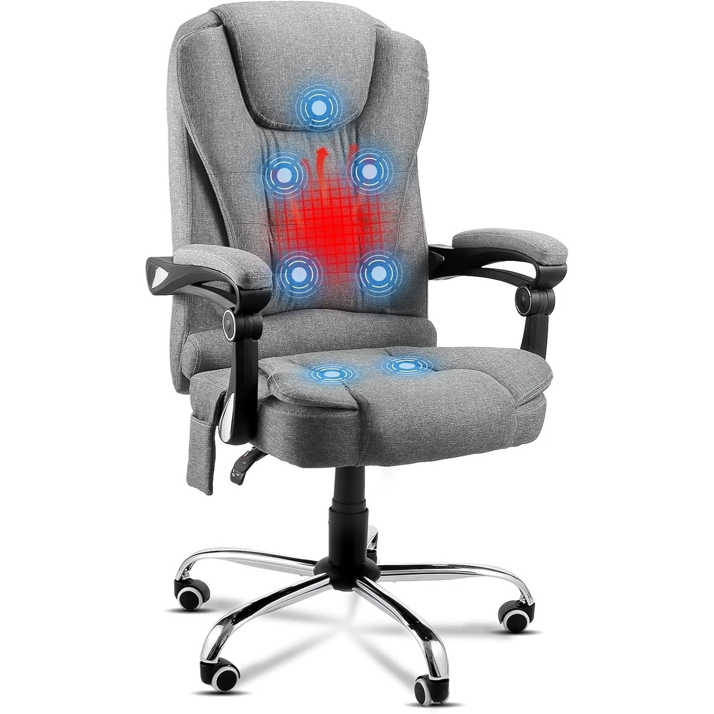 YODOLLA Heated Executive Office Chair with Massage, Fabric Grey