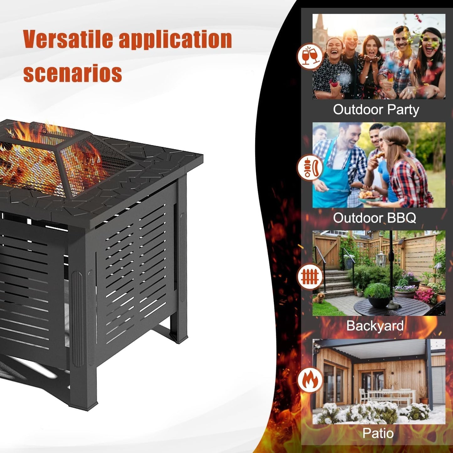 YODOLLA 30 Inch Fire Pit Table, Black