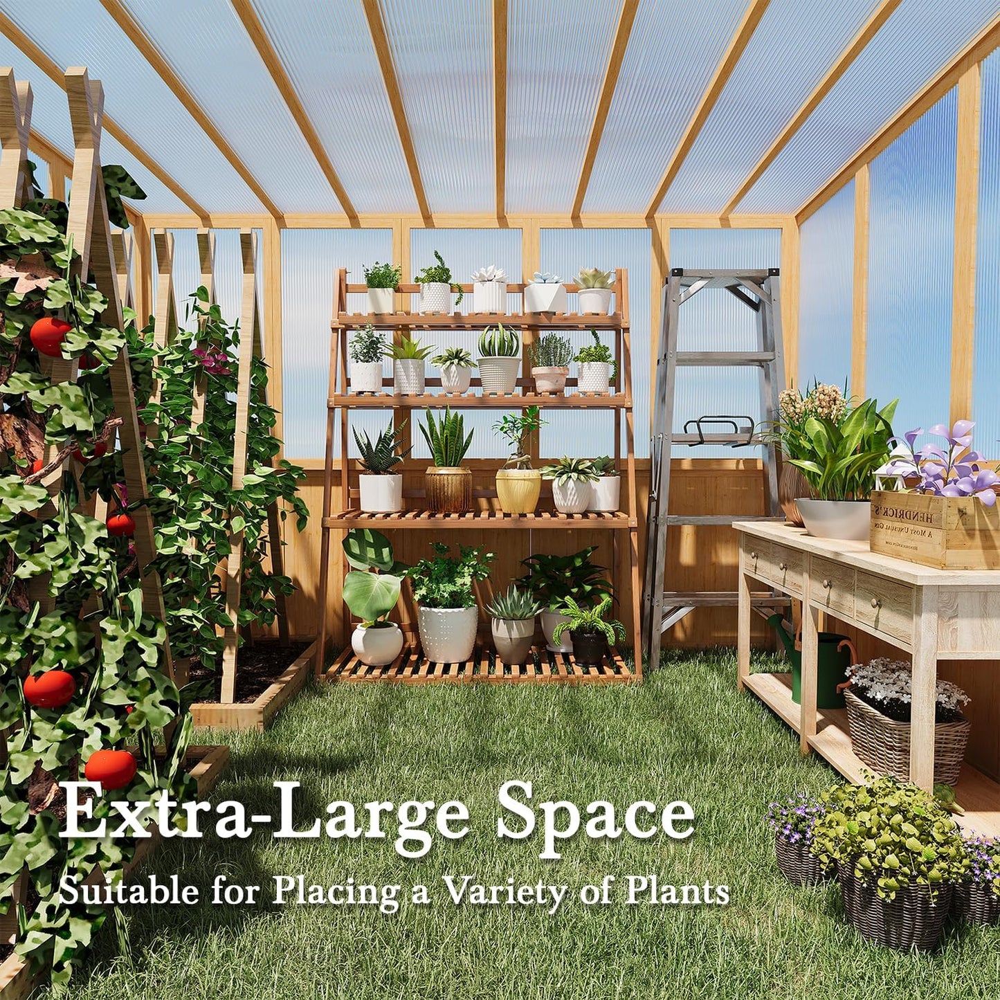 YODOLLA 6x10 FT Wood Greenhouse for Outdoors