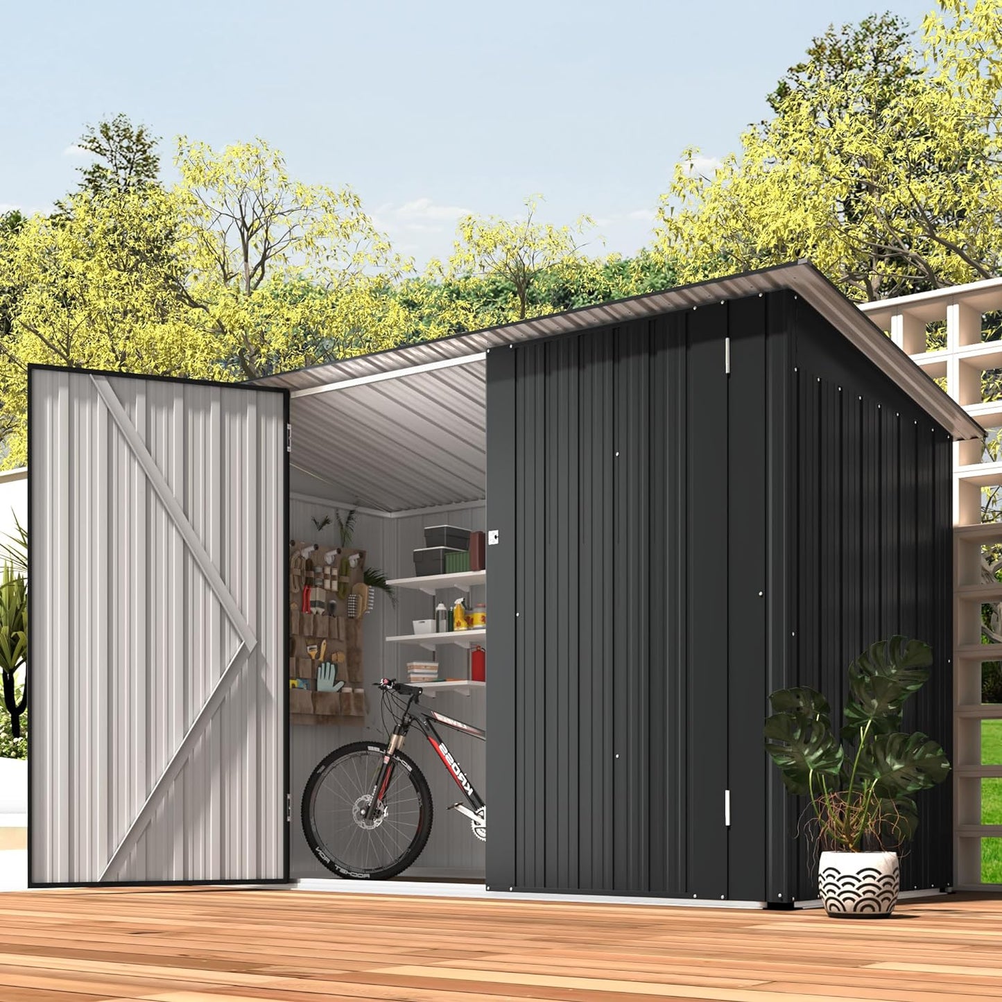 YODOLLA 7x3 Small Metal Shed for Garden & Yard
