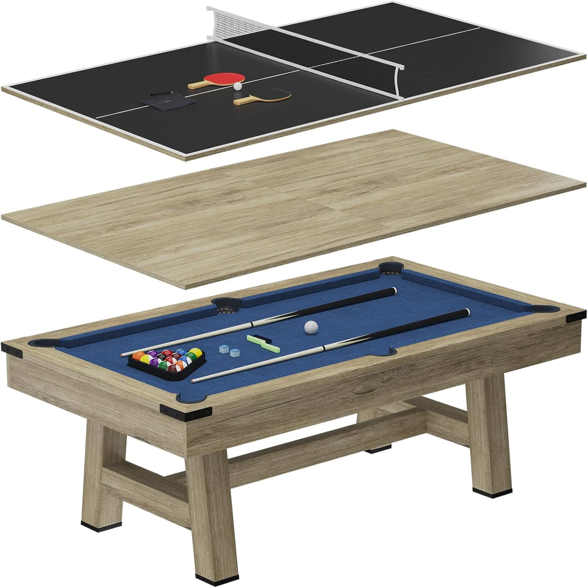 YODOLLA 7FT Pool Table Wood-Finished Billiard Tables