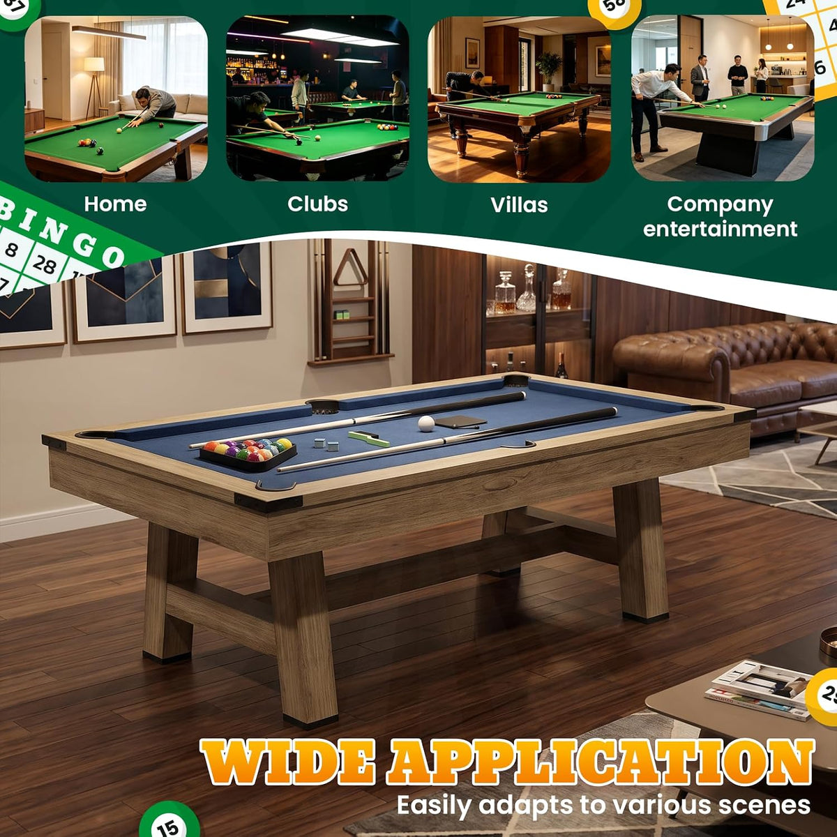 YODOLLA 7FT Pool Table Wood-Finished Billiard Tables