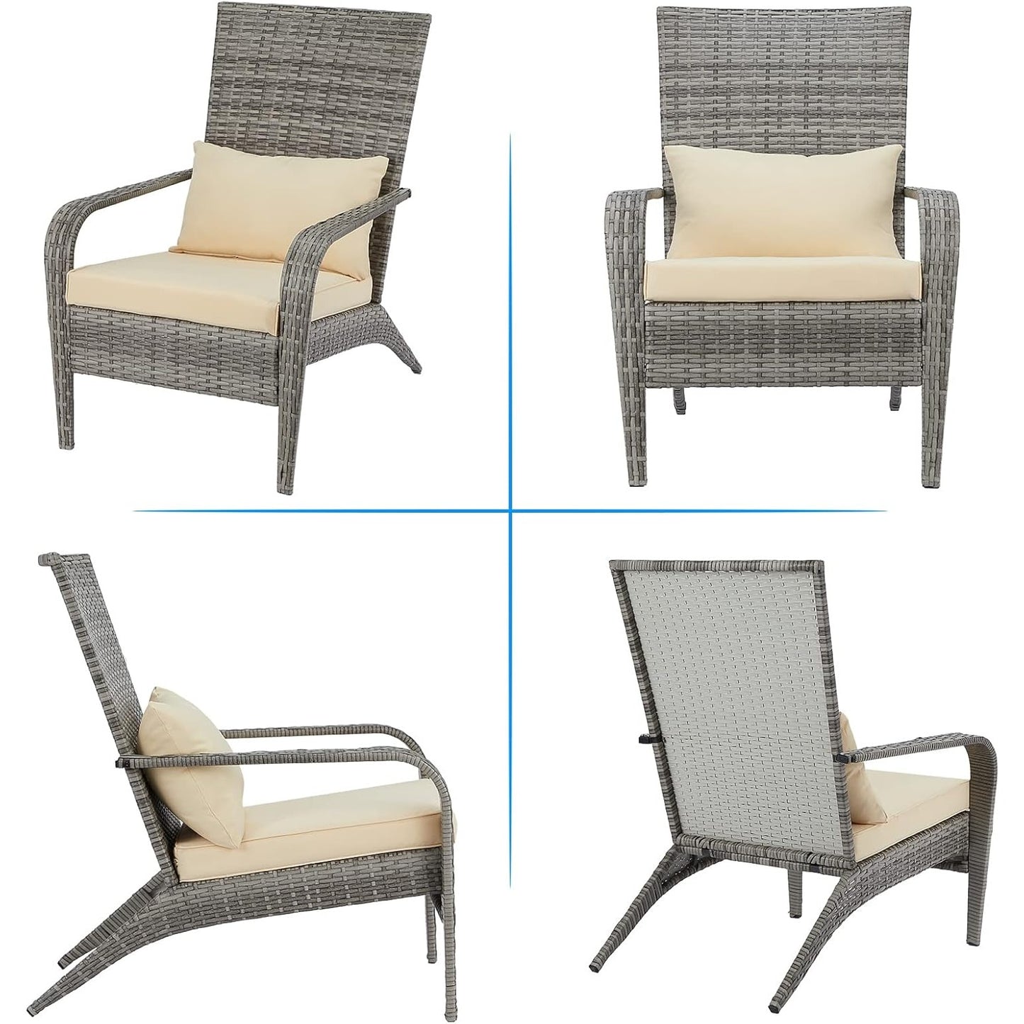 YODOLLA Patio Adirondack Wicker Chair, Grey