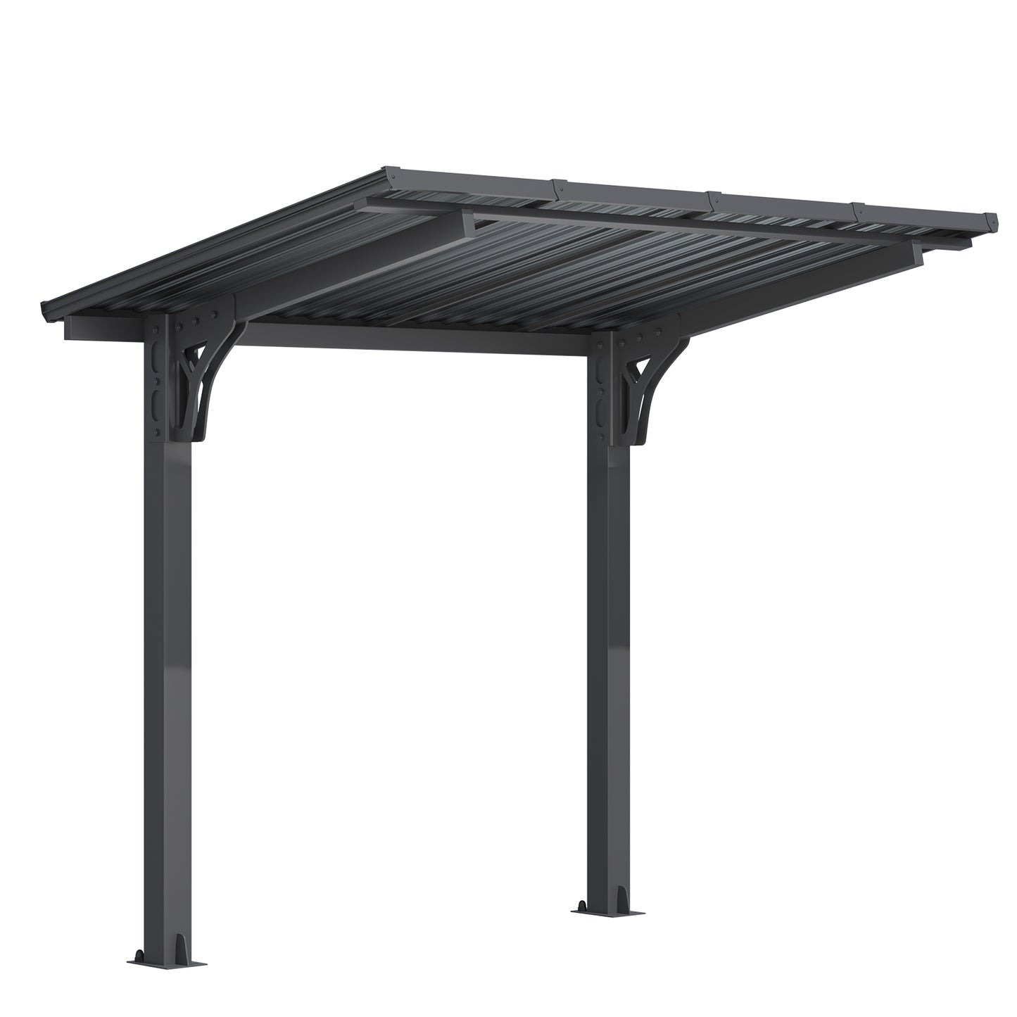 YODOLLA 8' x 5' Outdoor Lean to Grill Gazebo Hardtop Pergola Freestanding Pergolas
