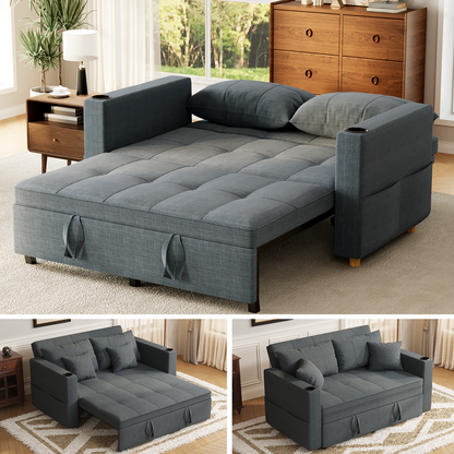 YODOLLA Sleeper Chair Bed, 63" Extra Wide Convertible Sofa Bed for Adults, Dark Grey