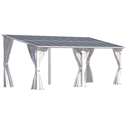 YODOLLA 20' x 8' Outdoor Lean to Gazebo Pergola with Curtain and Netting for Patio, White