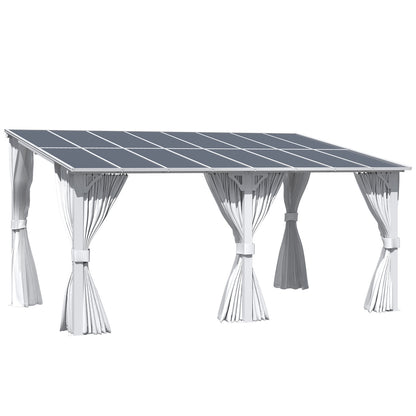 YODOLLA 16'x10' Outdoor Lean to Gazebo Pergola with Curtain and Netting for Patio, White