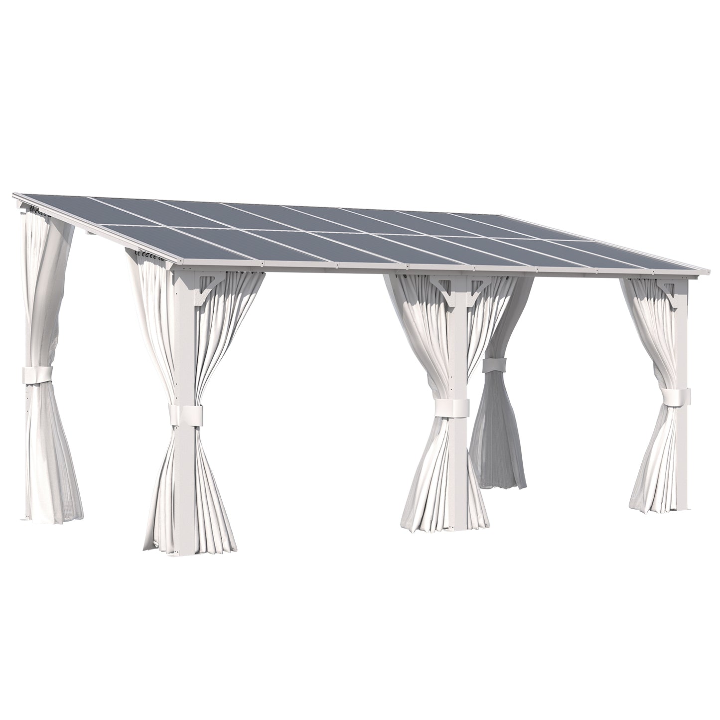 YODOLLA 16'x8' Outdoor Lean to Gazebo Pergola with Curtain and Netting for Patio, White