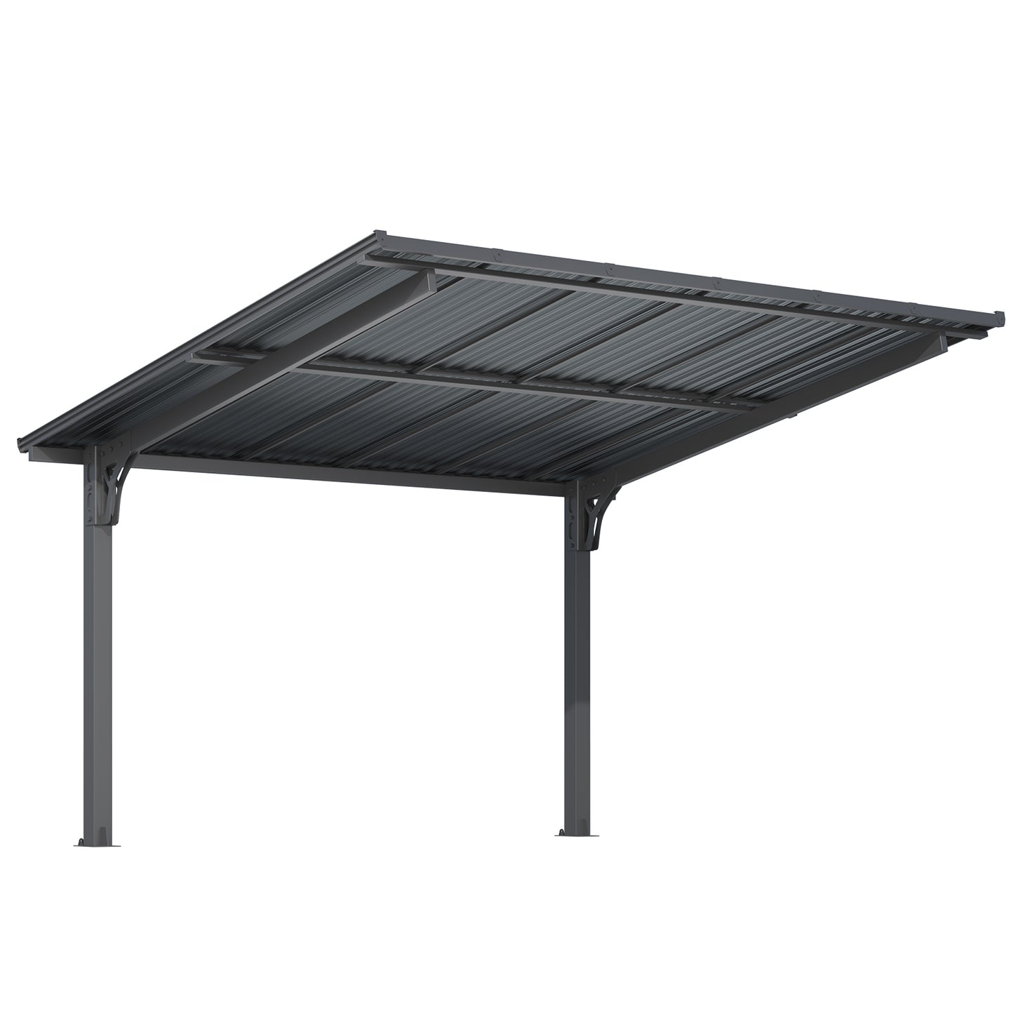 YODOLLA 12'x10' Freestanding Gazebo Outdoor Lean to Hardtop Metal Carport