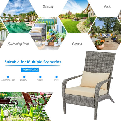 YODOLLA Patio Adirondack Wicker Chair, Grey