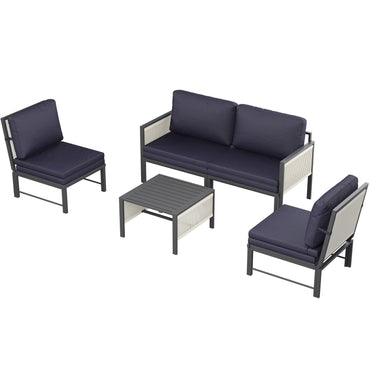 YODOLLA Aluminum Patio Furniture Set 5/4 Seats Outdoor Sectional Couch