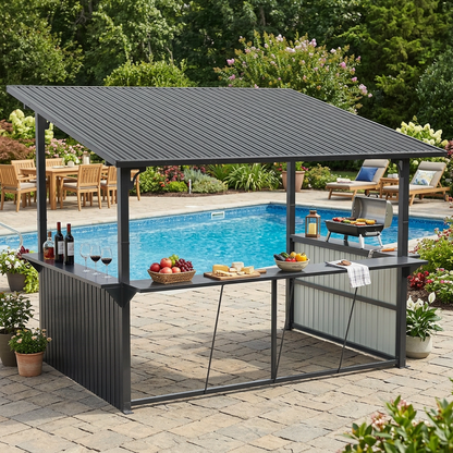 YODOLLA 10'x12' Gazebo Bar Hardtop BBQ Gazebo & Grill Shelter