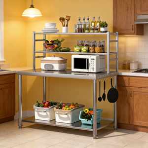YODOLLA 48"x24" Stainless Steel Table with Overshelves