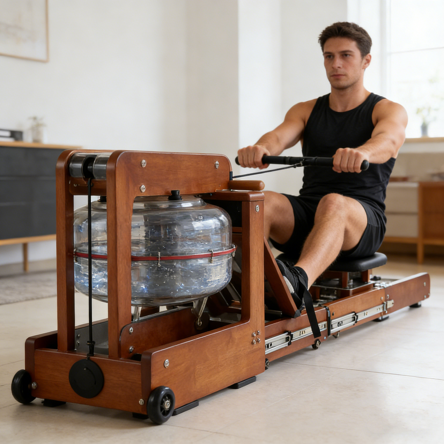 YODOLLA Water Rowing Machine Dual Resistance Drawer Rower