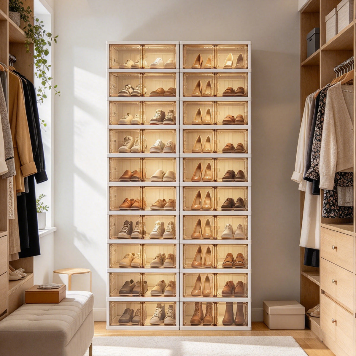 YODOLLA 10-Tier Foldable Shoe Rack Organizer, 40 Pairs Shoe Cabinet