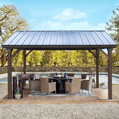 YODOLLA  14' x 12' Arlington Polycarbonate Pyramid Hip Roof, Coffee