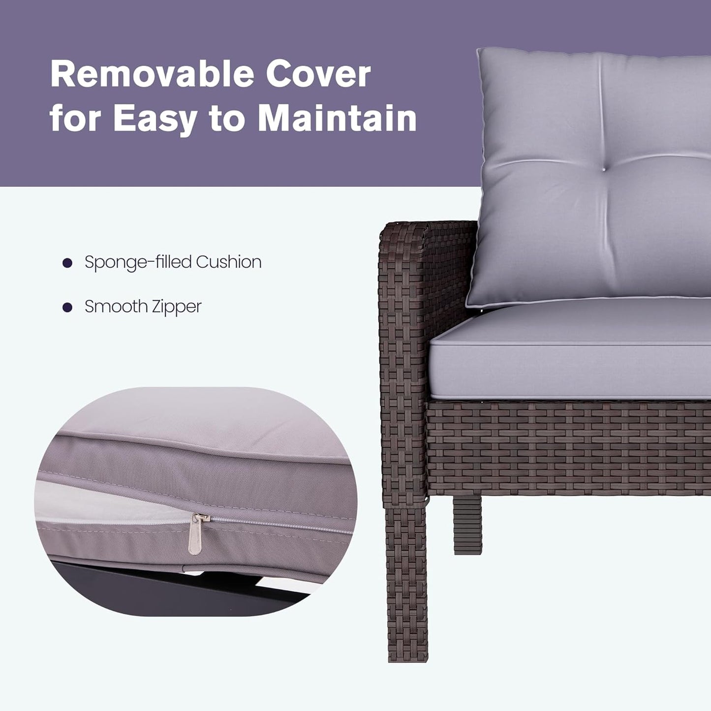 YODOLLA Outdoor 5 Pieces Patio Furniture Set, Grey