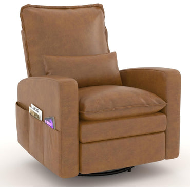 YODOLLA Rocking Chair Reclining Sofa Chair, Faux Leather Brown