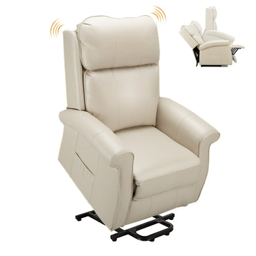 YODOLLA Electric Power Lift Recliner Chair for Elderly, Faux Leather, Cream White