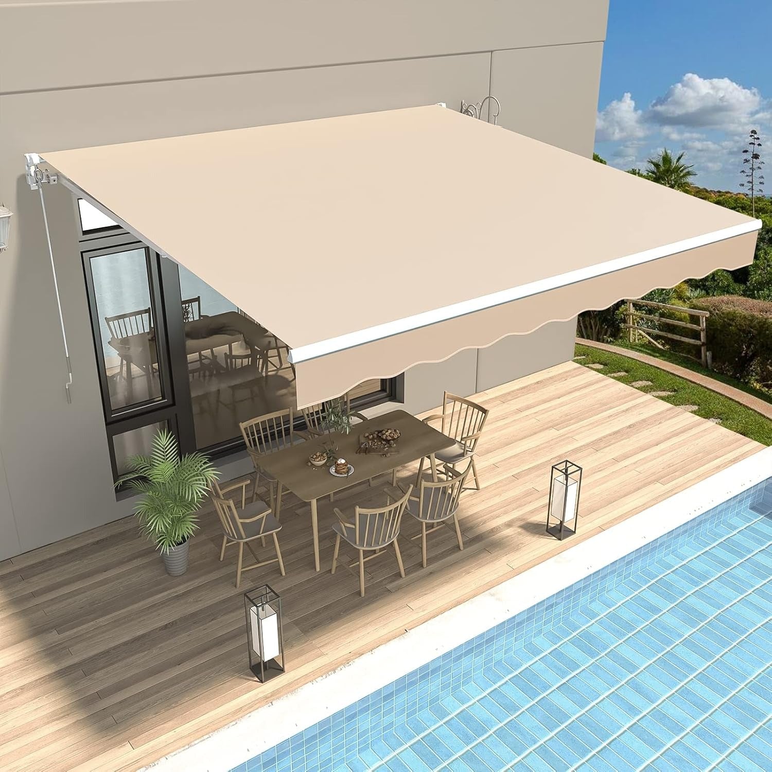YODOLLA retractable patio awning for shade