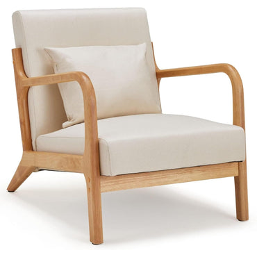 YODOLLA Accent Chair Reading Armchair, Linen Beige