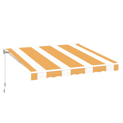 YODOLLA 10x8 retractable patio awning, yellow stripes.