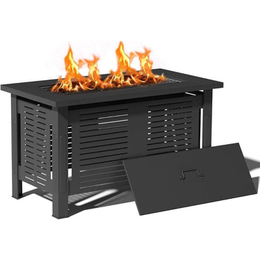YODOLLA Fire Pit Table, Firepit Outdoor Table, 43 Inch, Black