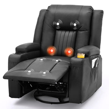 YODOLLA Recliner Chair with Heat&Massage, PU Leather Black