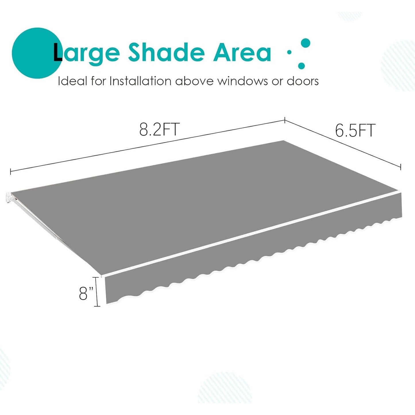 YODOLLA 8.2x6.5FT Retractable Awning Replacement Sunshade Canopy