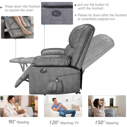 YODOLLA Reclining Sofa 3-Seater Couch, Gray