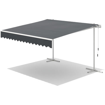 YODOLLA 10'x8' Single Side Free Standing Retractable Awning, Dark Gray