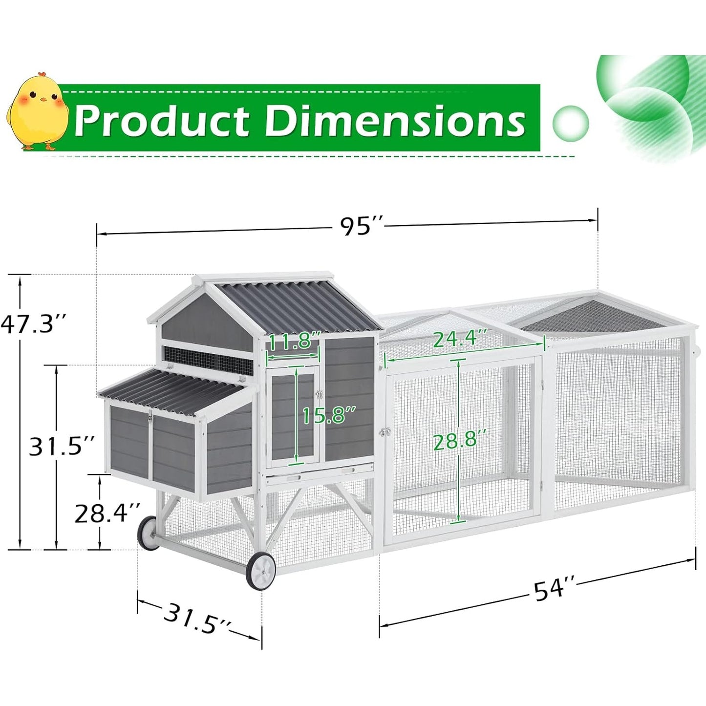 YODOLLA chicken coop with durable PVC roof