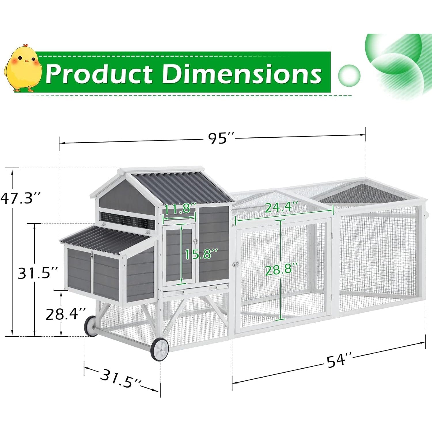 YODOLLA chicken coop with durable PVC roof