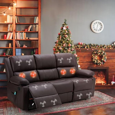 YODOLLA Reclining Sofa 3-Seater Couch, Brown