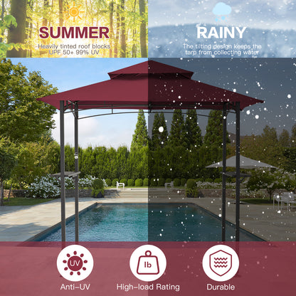 YODOLLA wine red BBQ grill gazebo.