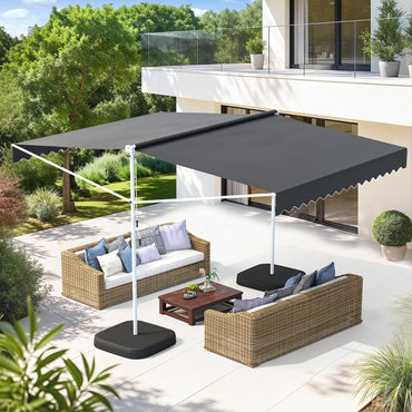 YODOLLA 13'x10' Dual Side Awnings Free Standing Retractable Awning with Weighted Base