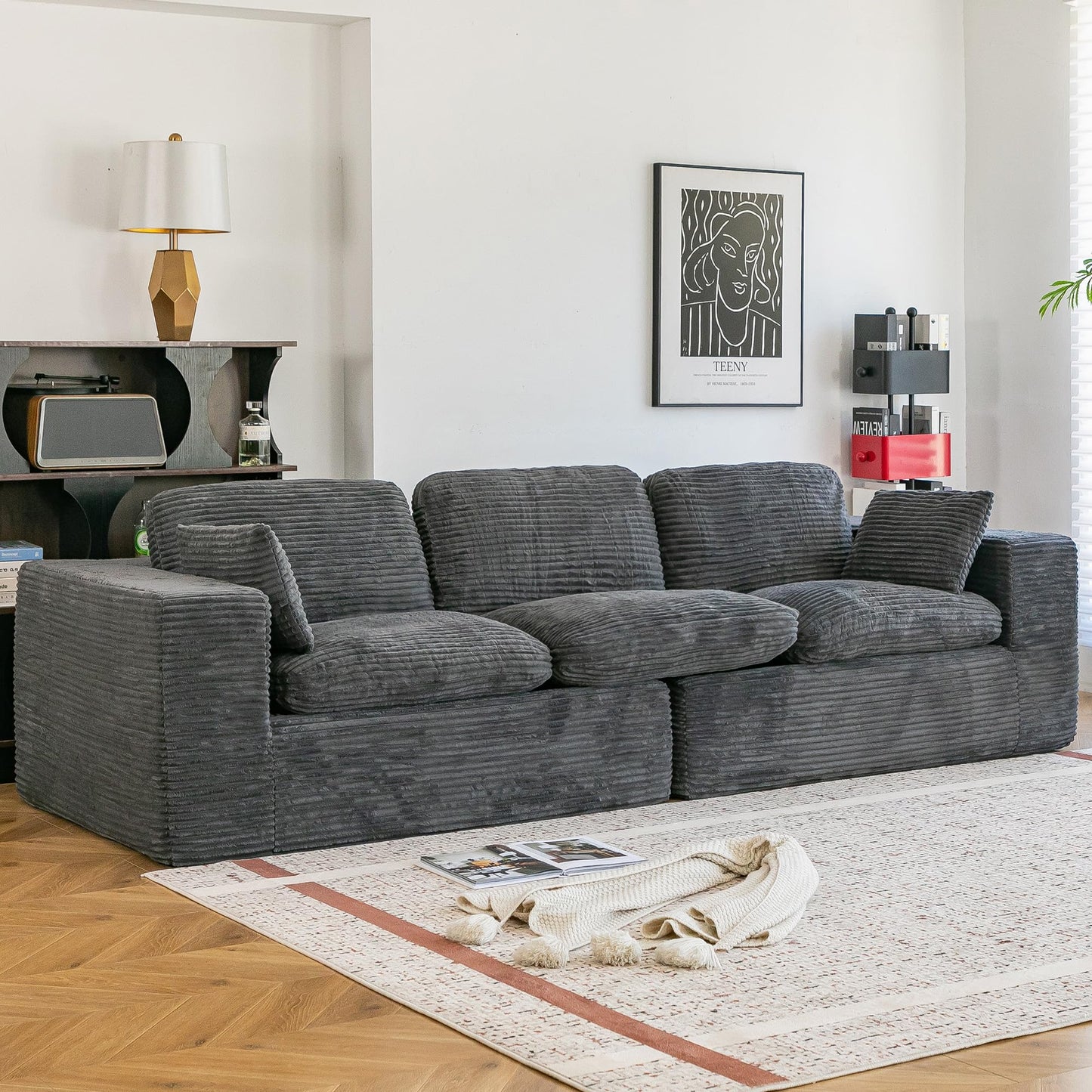 YODOLLA 110" Oversized Sofa Cloud Boneless Couch