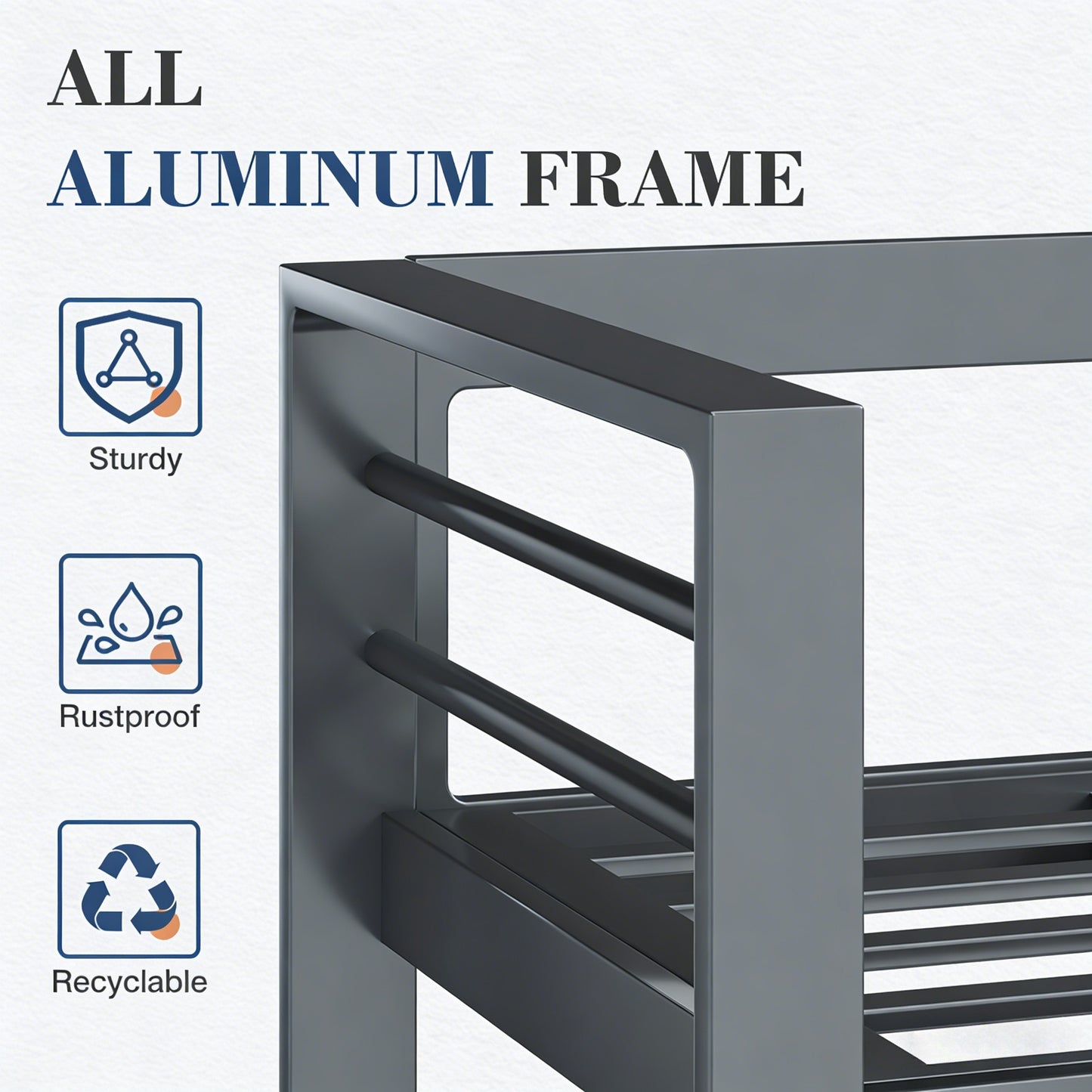 YODOLLA Aluminum Patio Furniture Set, 7 Seats with Coffee Table