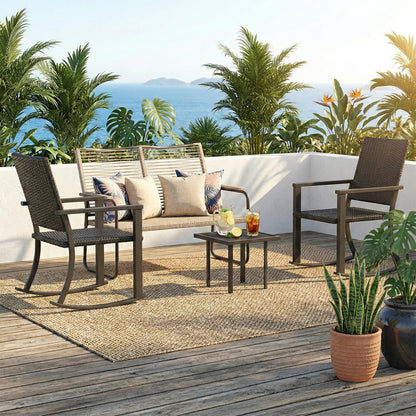 YODOLLA 4PCS Outdoor Dining Set, Metal Frame Patio