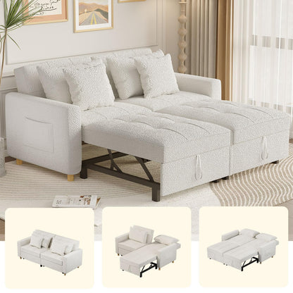 YODOLLA Comfortable 3-1 Convertible Sofa Bed,Teddy White