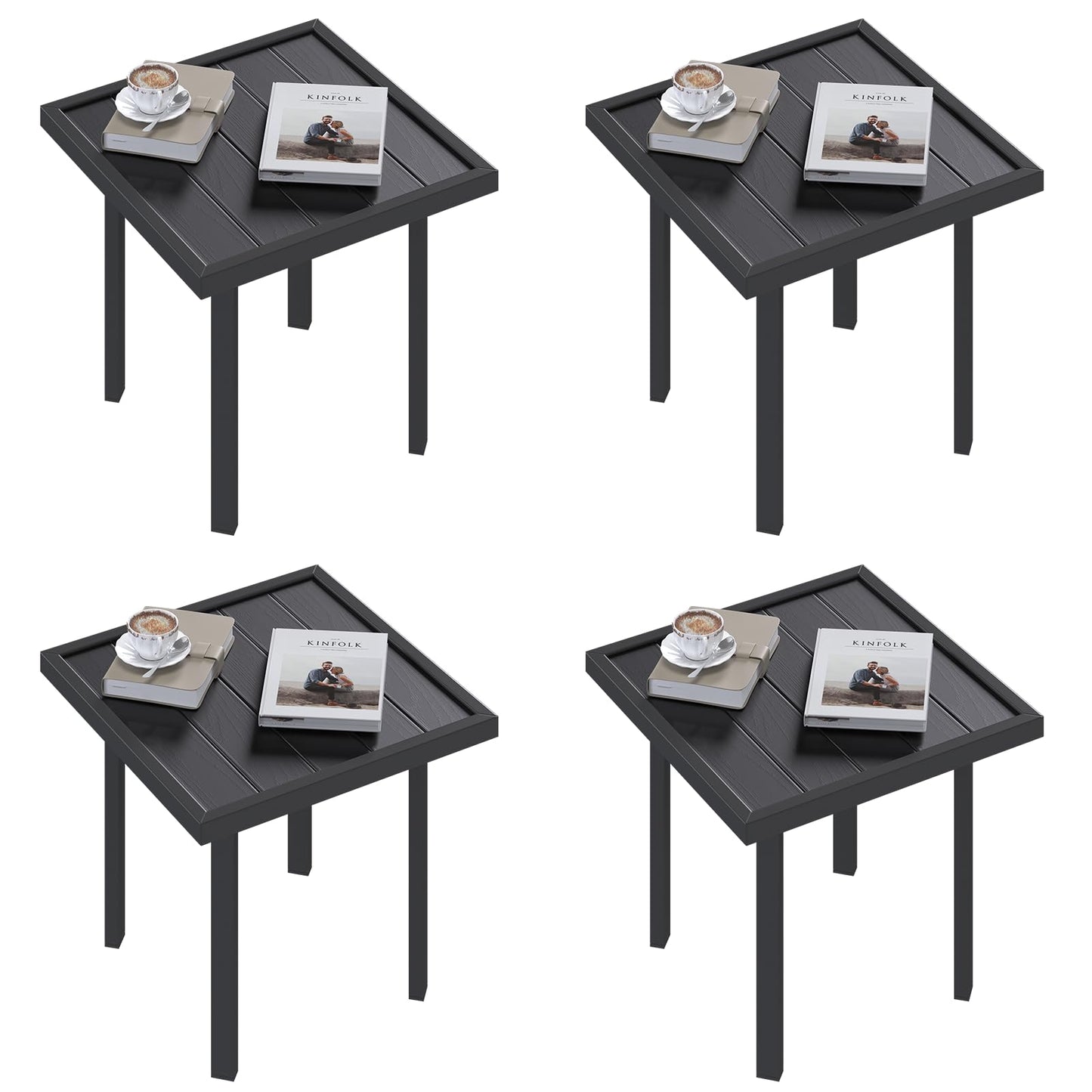 YODOLLA Square Outdoor Side Table Pool End Table, Metal  Easy Maintenance  (4pcs)