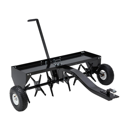 YODOLLA 40" Tow Behind Plug Aerator, Galvanized Steel Aerator Lawn Tool Tow Behind