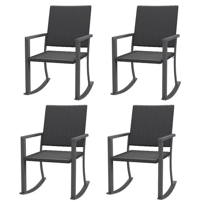 YODOLLA Outdoor Rattan Patio Chairs with Armrests and Metal Frame (4pcs)