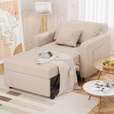 YODOLLA 3 in 1 Chair Bed Sleeper for Adults, Beige