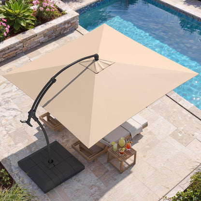 YODOLLA 10x10 FT Cantilever Patio Umbrella with Base Included Large Square Offset Umbrella