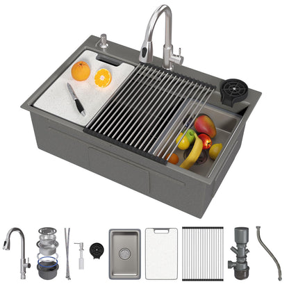 YODOLLA 33x22 In Drop-in/Topmount Kitchen Sink, Stainless Steel Workstation Sink