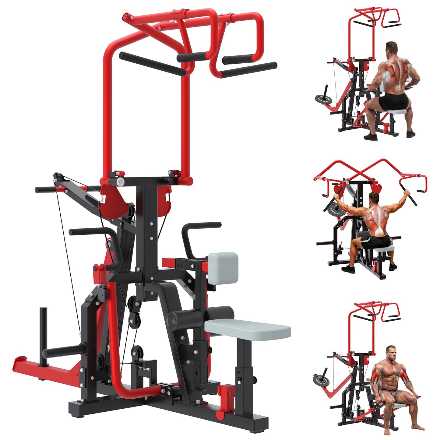 YODOLLA 3-in-1 LAT Pull Down Scissor-Style feat Seated Row & Tricep Machine