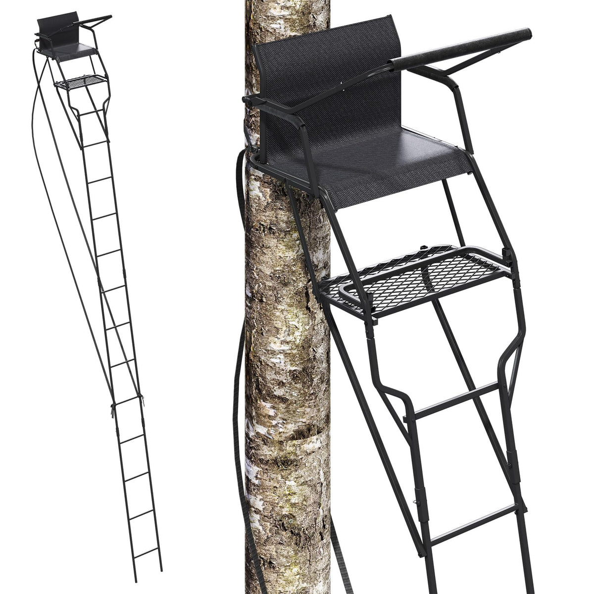 YODOLLA Ladder/Hang-on Tree Stand, Heavy-Duty Portable Steel Hunting Tree Stand