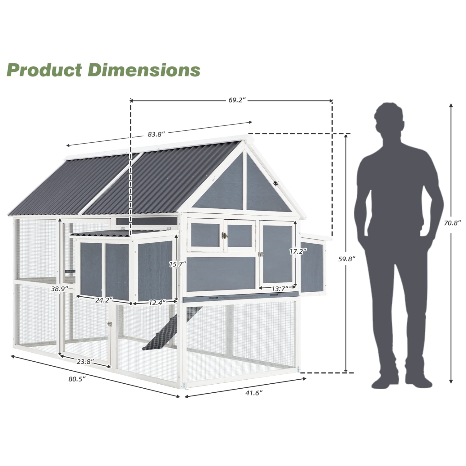 YODOLLA chicken coop with wire fence.
